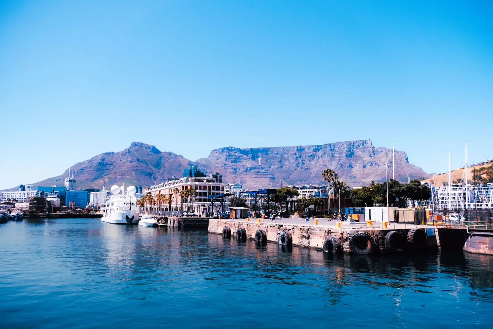 Cape Town harbour at the V&A Waterfront with Table Mountain behind